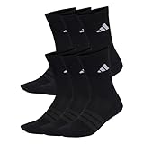 adidas Unisex CUSHIONED CREW SOCKS 6 PAIR PACK, black/black/white, 42-45