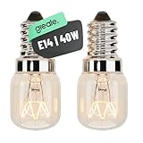 greate 2er Pack E14 Backofenlampe 40W 300 Grad hitzebeständig - Glühbirne Backofen Lampe für Ofen, Salzkristalllampe, Mikrowelle, Lavalampe uvm - Backofen Birne mit 300 Lumen & 2700K warmweiß