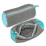 NESTIP Schuhwaschbeutel Waschmaschine 2 Stück 39x19cm Grau Anti-Verformung Sneaker Wäschenetz mit 360° Reinigungsflusen Wiederverwendbar Wäschesack Schuhe für Waschmaschine und Trockner