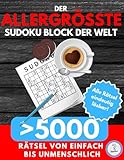 Der allergrößte SUDOKU BLOCK der Welt - 5000 RÄTSEL: von einfach bis unmenschlich: Riesige XXL Sammlung inklusive Lösungen - Rätselbuch als Geschenk ... Senioren (Rätselbücher von den Rätselinos)