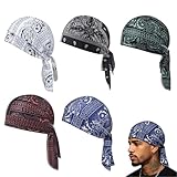 5 Stück kühlendes Kopftuch Bandana, elastische Passform 55-60cm, schnelltrocknend und atmungsaktiv, praktisches Helm-Innenfutter, vielseitiger Kopfwickel für Sommer, Sport, Laufen, Reiten (Color-A)